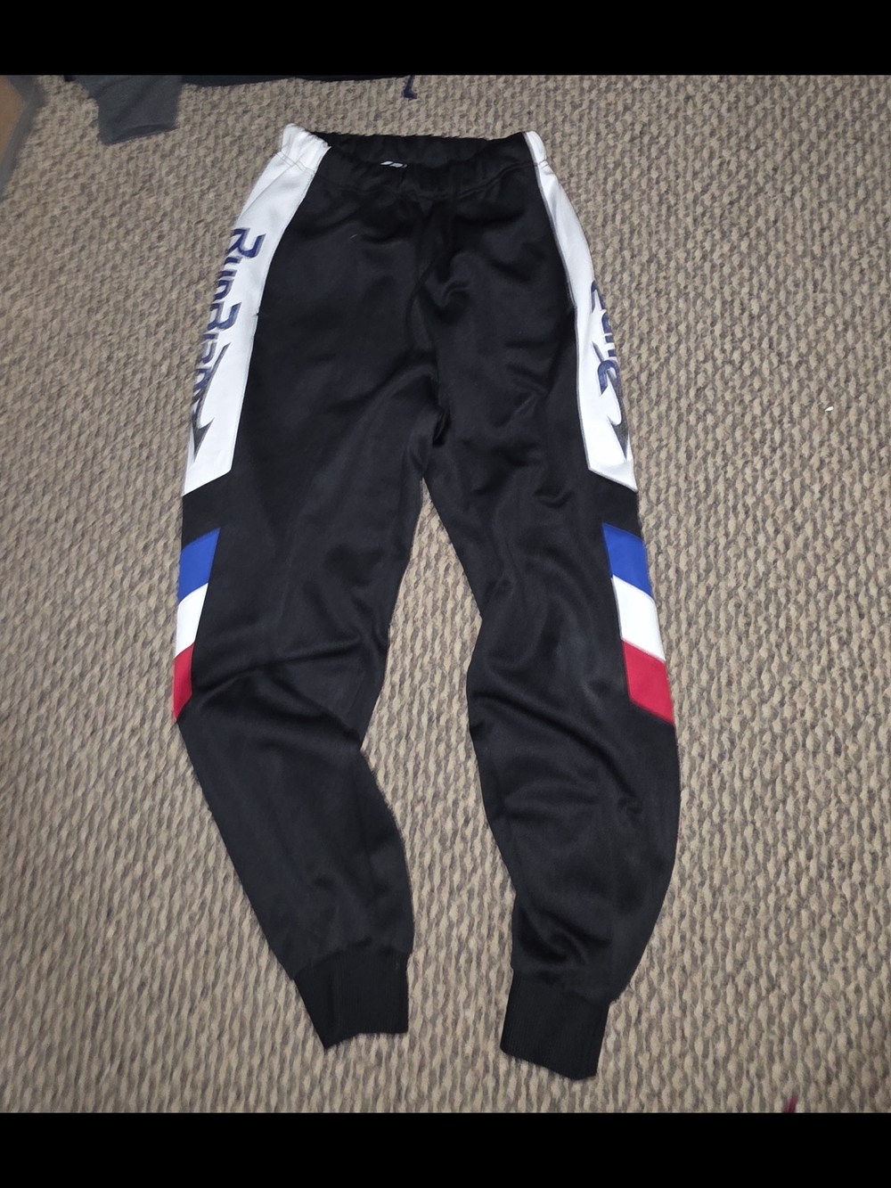 Mizuno Black RunBird Athletic Track Pants with White Logo Tag